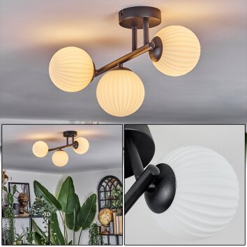 Chehalis ceiling light, globe light white, 3-light sources