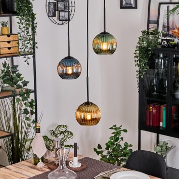 Koyoto hanging light, globe light, pendant light, Cluster pendant lamp black, 3-light sources