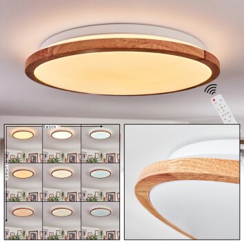 Nogueira ceiling light, Panel LED white, 1-light source, Remote control