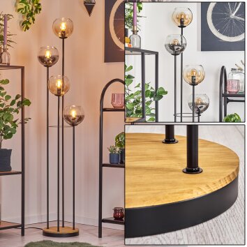 Koyoto floor lamp 30 cm Dark wood, black, 4-light sources