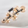 Gastor ceiling light, globe light Amber, clear, 10-light sources