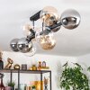Gastor ceiling light, globe light Amber, clear, Smoke-coloured, 10-light sources