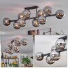 Gastor ceiling light, globe light chrome, Smoke-coloured, 10-light sources