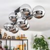 Gastor ceiling light, globe light chrome, Smoke-coloured, 10-light sources