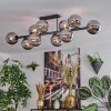 Gastor ceiling light, globe light chrome, Smoke-coloured, 10-light sources