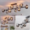 Gastor ceiling light, globe light chrome, clear, Smoke-coloured, 10-light sources