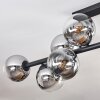 Gastor ceiling light, globe light chrome, clear, Smoke-coloured, 10-light sources