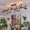 Gastor ceiling light, globe light chrome, clear, Smoke-coloured, 10-light sources