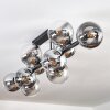 Gastor ceiling light, globe light chrome, clear, Smoke-coloured, 10-light sources