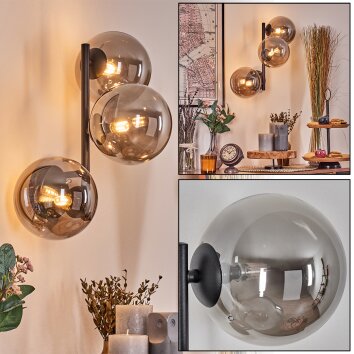 Chehalis globe light, wall light Smoke-coloured, 3-light sources