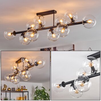 Gastor ceiling light, globe light clear, 10-light sources