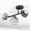 Chehalis ceiling light, globe light clear, Smoke-coloured, 3-light sources