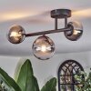 Chehalis ceiling light, globe light clear, Smoke-coloured, 3-light sources