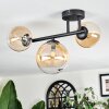 Chehalis ceiling light, globe light Amber, clear, 3-light sources