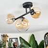 Chehalis ceiling light, globe light Amber, clear, 3-light sources