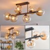 Gastor ceiling light, globe light Amber, clear, 6-light sources