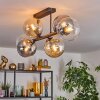 Gastor ceiling light, globe light Amber, clear, Smoke-coloured, 6-light sources