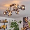 Gastor ceiling light, globe light clear, Smoke-coloured, 8-light sources
