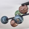 Gastor ceiling light, globe light blue, green, coppery, 10-light sources