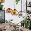 Koyoto hanging light, globe light, pendant light chrome, gold, clear, coppery, Smoke-coloured, 3-light sources