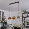 Koyoto hanging light, globe light, pendant light chrome, gold, clear, coppery, Smoke-coloured, 3-light sources