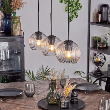 Koyoto hanging light, globe light, pendant light clear, 3-light sources