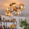 Gastor ceiling light, globe light Amber, clear, 8-light sources