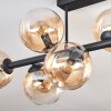 Gastor ceiling light, globe light Amber, clear, 8-light sources