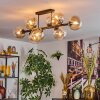 Gastor ceiling light, globe light Amber, clear, 8-light sources