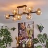 Gastor ceiling light, globe light Amber, clear, 8-light sources