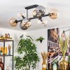 Gastor ceiling light, globe light Amber, clear, Smoke-coloured, 8-light sources