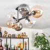Gastor ceiling light, globe light Amber, clear, Smoke-coloured, 8-light sources