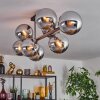 Gastor ceiling light, globe light chrome, Smoke-coloured, 8-light sources