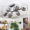 Gastor ceiling light, globe light chrome, Smoke-coloured, 8-light sources