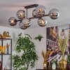 Gastor ceiling light, globe light chrome, Smoke-coloured, 8-light sources