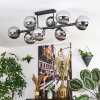 Gastor ceiling light, globe light chrome, Smoke-coloured, 8-light sources