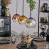 Koyoto hanging light, globe light, pendant light chrome, gold, clear, coppery, Smoke-coloured, 3-light sources