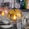 Koyoto hanging light, globe light, pendant light chrome, gold, clear, coppery, Smoke-coloured, 3-light sources