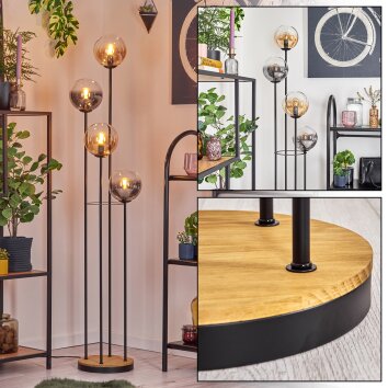 Gastor floor lamp 30 cm Dark wood, black, 4-light sources