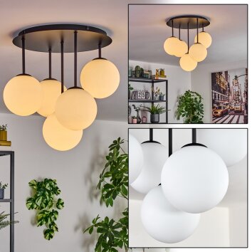 Gastor ceiling light, globe light 45 cm white, 5-light sources