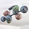 Koyoto ceiling light, globe light blue, green, coppery, 8-light sources