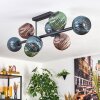 Koyoto ceiling light, globe light blue, green, coppery, 8-light sources