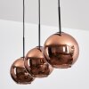 Koyoto hanging light, globe light, pendant light coppery, 3-light sources