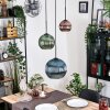 Koyoto hanging light, globe light, pendant light 30 cm blue, green, coppery, 3-light sources