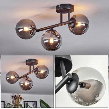 Chehalis ceiling light, globe light Smoke-coloured, 3-light sources