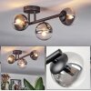 Chehalis ceiling light, globe light clear, Smoke-coloured, 3-light sources