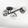 Chehalis ceiling light, globe light clear, Smoke-coloured, 3-light sources