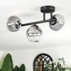 Chehalis ceiling light, globe light clear, Smoke-coloured, 3-light sources