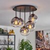 Gastor ceiling light, globe light 45 cm clear, Smoke-coloured, 5-light sources