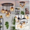 Gastor ceiling light, globe light 45 cm Amber, clear, Smoke-coloured, 5-light sources
